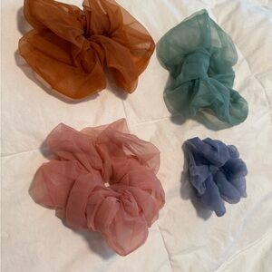 Oversized Chiffon Scrunchie Set - Pink, Blue, Green, Burnt Orange